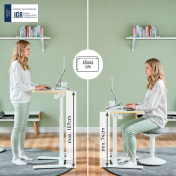 Leitz Ergo Compact Workstation Pro Kleiner Klappbarer höhenverstellbarer Sitz-/Steh-Schreibtisch