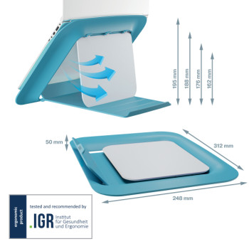 Leitz Ergo Cosy Höhenverstellbarer Laptopständer, 80% Recycelter Kunststoff