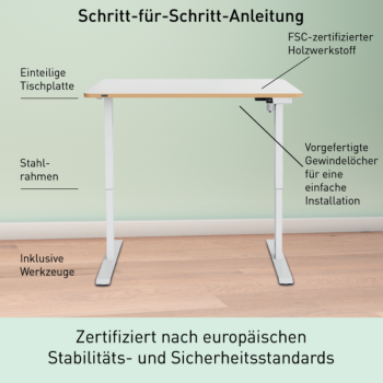 Leitz Ergo Kompakter Elektrisch Höhenverstellbarer Sitz-/Steh-Schreibtisch mit Aufsteh-Erinnerung, 1