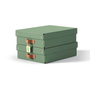 Leitz Puro Aufbewahrungsbox mit Deckel, mittelgroß & flach, 8L, 100% recycelter Karton, 2er-Pack