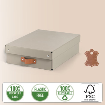 Leitz Puro Aufbewahrungsbox mit Deckel, mittelgroß & flach, 8L, 100% recycelter Karton, 2er-Pack