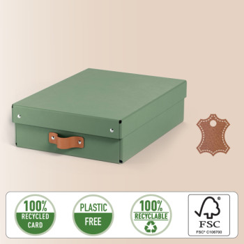 Leitz Puro Aufbewahrungsbox mit Deckel, mittelgroß & flach, 8L, 100% recycelter Karton, 2er-Pack