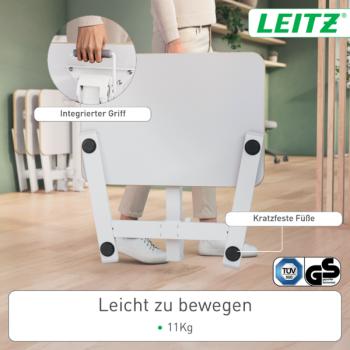 Leitz Ergo Compact Workstation Pro Kleiner Klappbarer höhenverstellbarer Sitz-/Steh-Schreibtisch