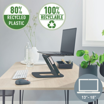 Leitz Ergo Verstellbarer Multi-Winkel Laptopständer, 80% recycelter Kunststoff