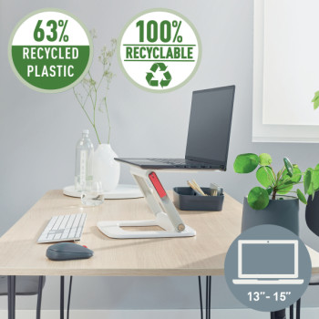 Leitz Ergo Verstellbarer Multi-Winkel Laptopständer, 63% recycelter Kunststoff