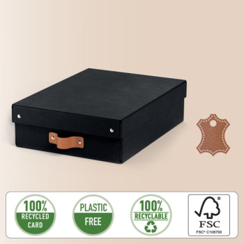 Leitz Puro Aufbewahrungsbox mit Deckel, mittelgroß & flach, 8L, 100% recycelter Karton, 2er-Pack